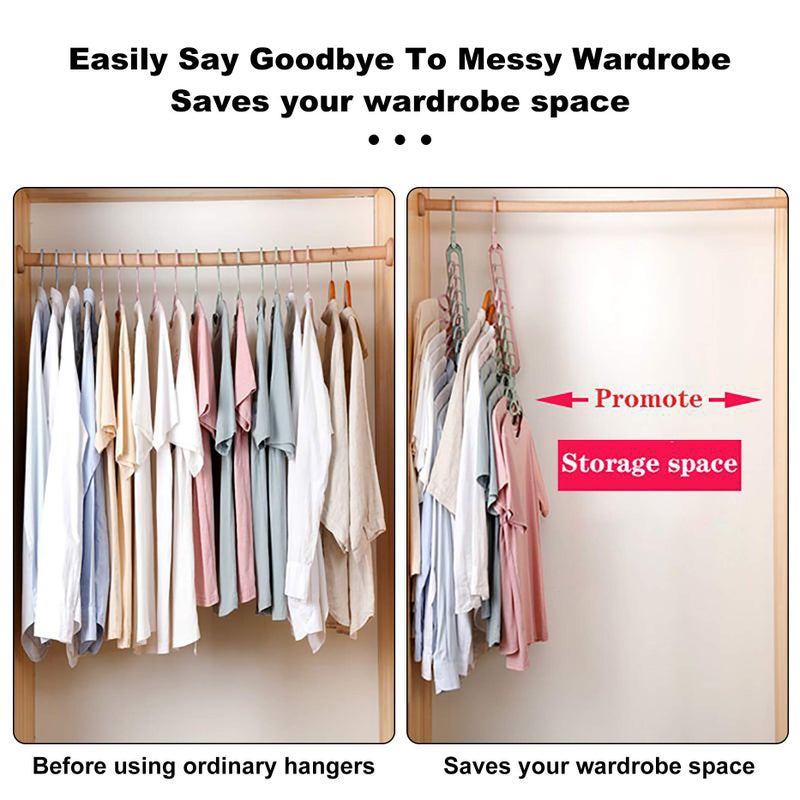 HEYHOUSE Closet Organizers and Storage,College Dorm Room Essentials,Pack of 6 Multifunctional Organizer Magic Space Saving Hangers with 9 Holes Storage Organization for Wardrobe Closet - Image 2
